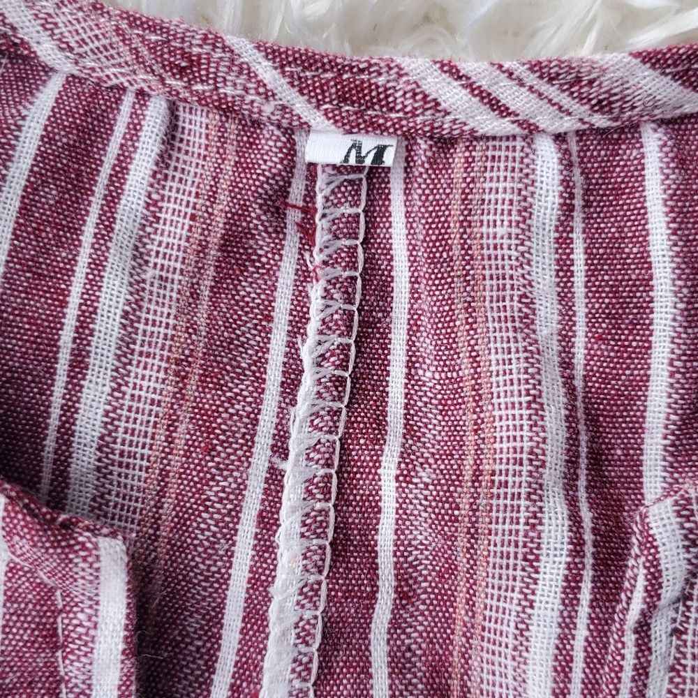 Split Neck Patch Pocket Striped Printed Maxi Dress - image 8